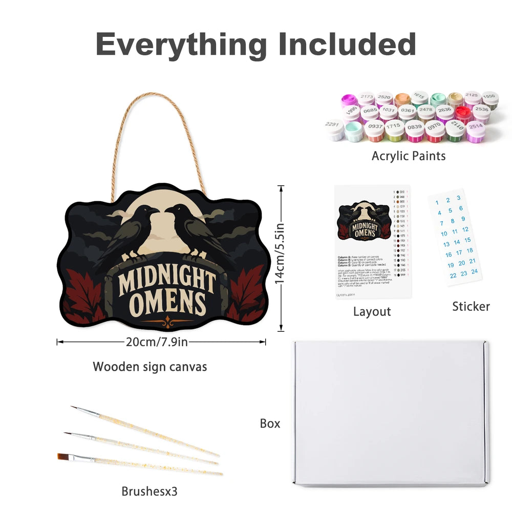 
Paint by Numbers - Wooden Door Hanger | Midnight Omens