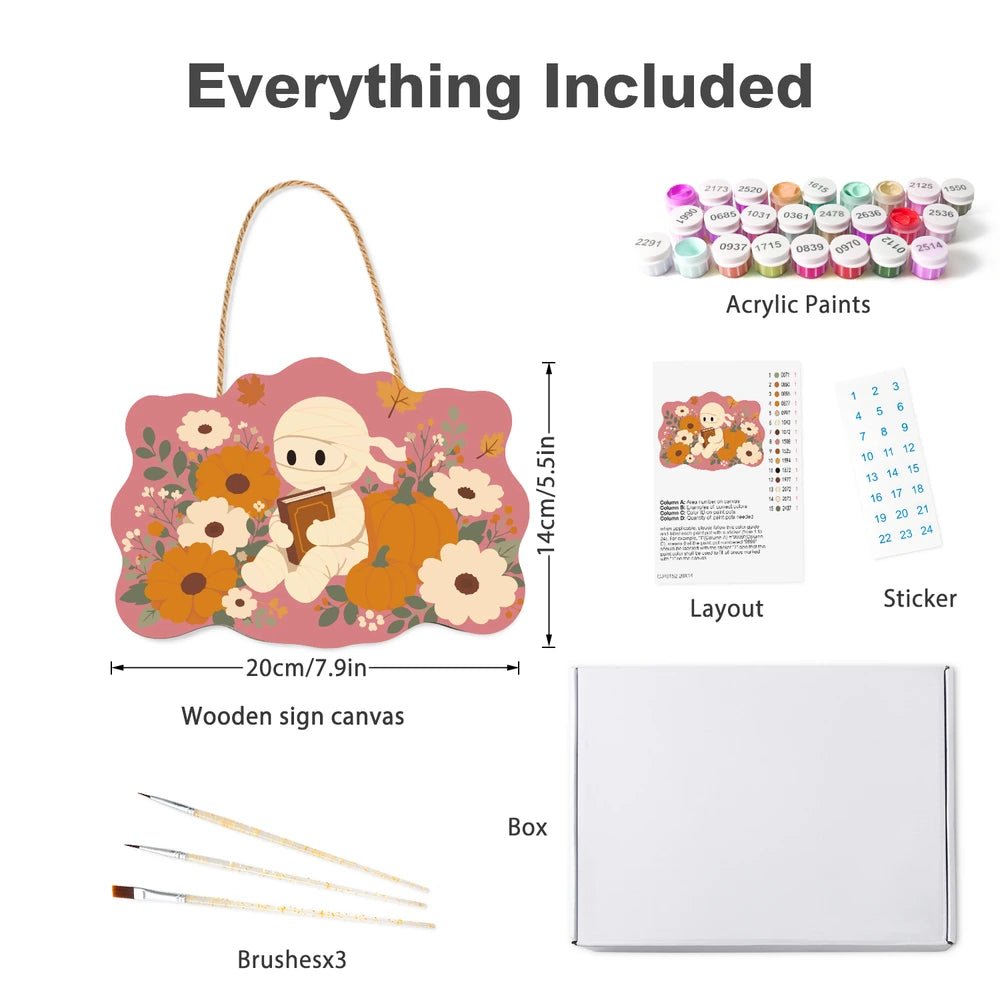 Paint by Numbers - Wooden Door Hanger | Mummy Reading Among Flowers