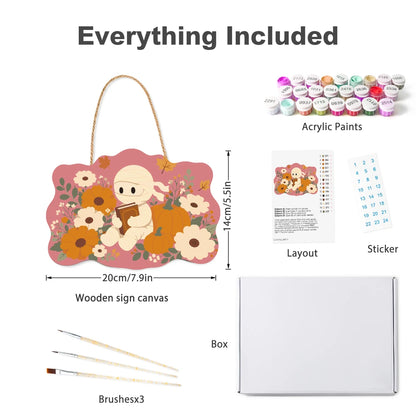 Paint by Numbers - Wooden Door Hanger | Mummy Reading Among Flowers
