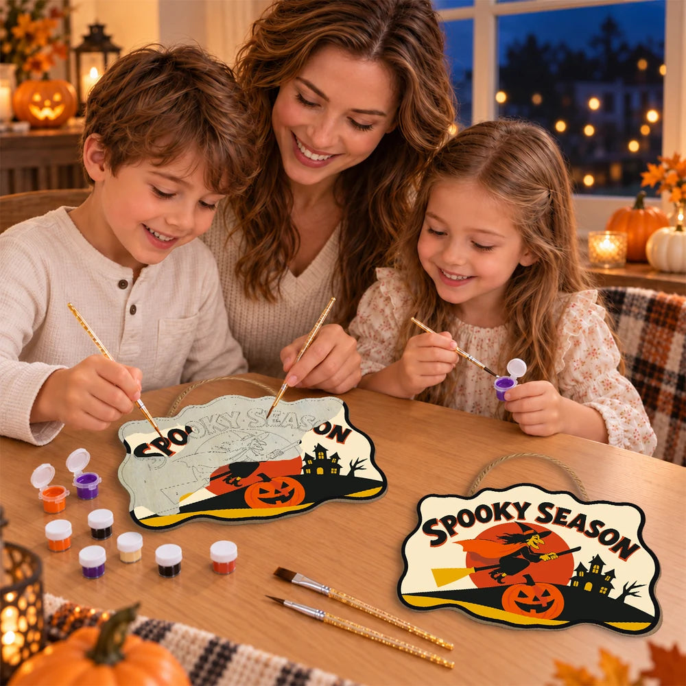 Paint by Numbers - Wooden Door Hanger | Spooky Season Witch
