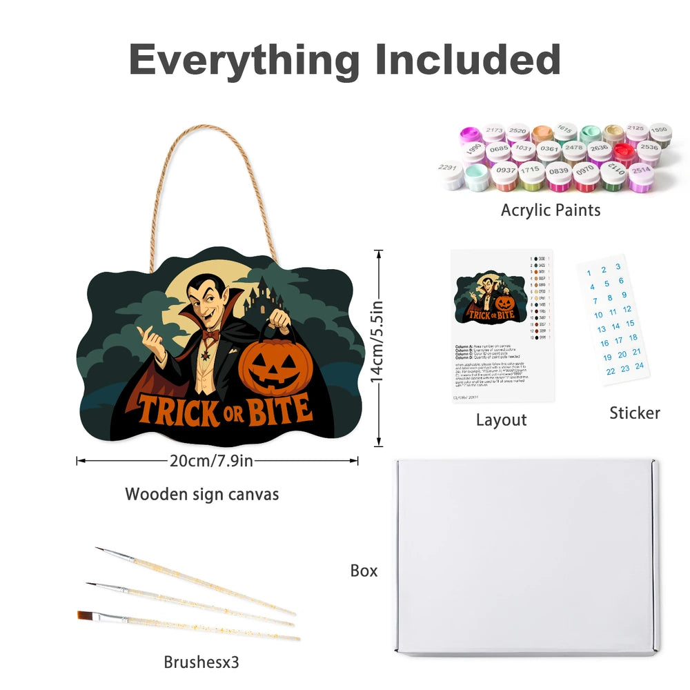 Paint by Numbers - Wooden Door Hanger | Trick or Bite