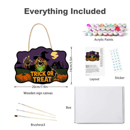 Paint by Numbers - Wooden Door Hanger | Trick or Treat Scarecrow