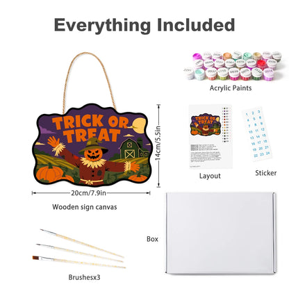 Paint by Numbers - Wooden Door Hanger | Trick or Treat Scarecrow at the Barn