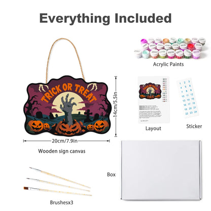 Paint by Numbers - Wooden Door Hanger | Trick or Treat Zombie Hand