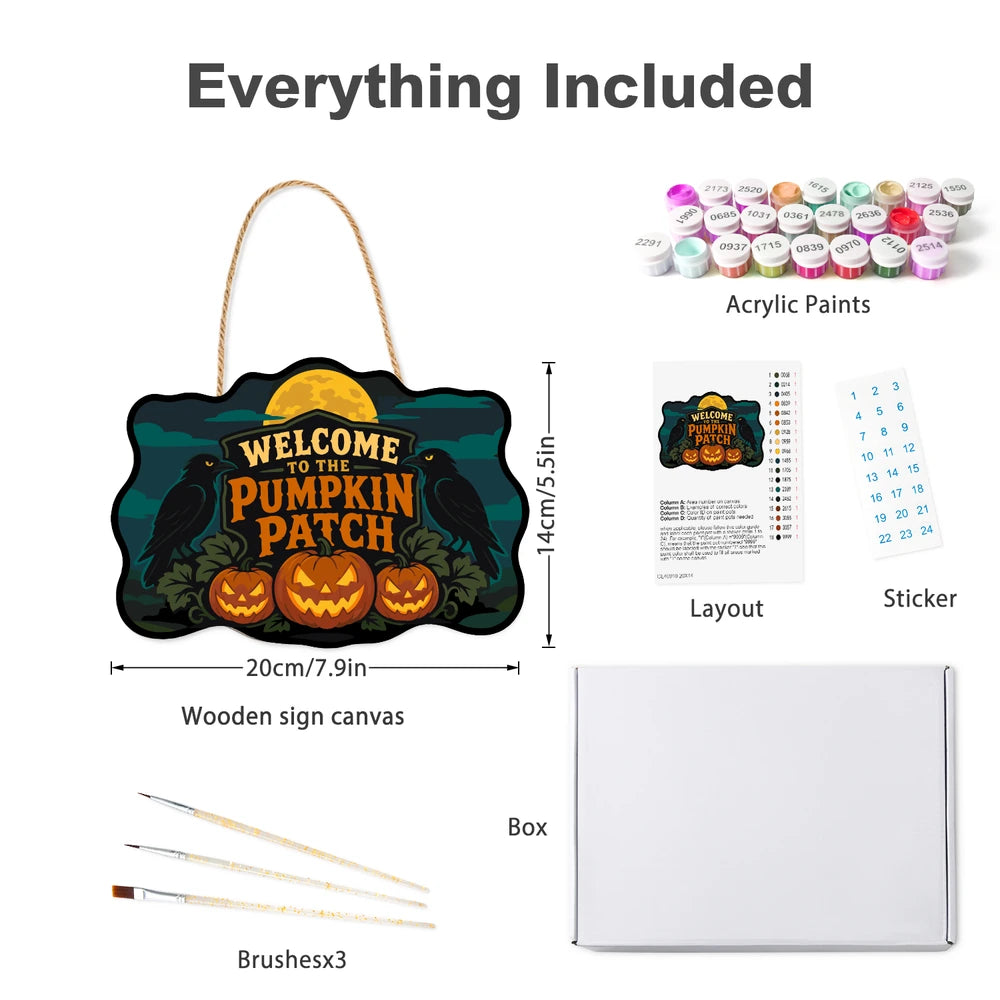 Paint by Numbers - Wooden Door Hanger | Welcome to the Pumpkin Patch Crows
