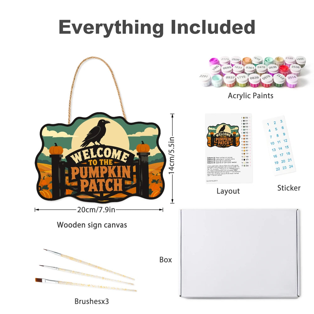 Paint by Numbers - Wooden Door Hanger | Welcome to the Pumpkin Patch Gate