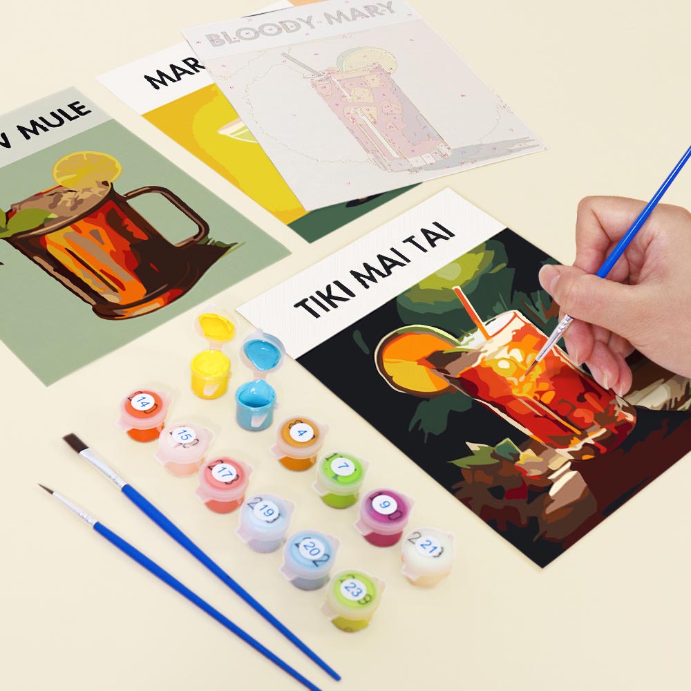Paint by Numbers – 6 Mini Paintings | Modern Cocktails Set
