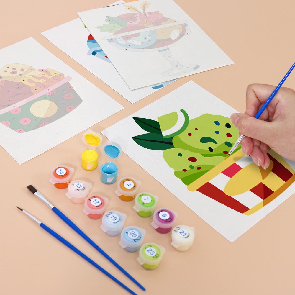 
Paint by Numbers – 6 Mini Paintings | Colorful Ice Cream Delights Set
