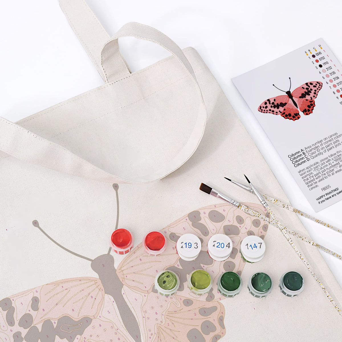 
Paint by Numbers – DIY Totebag | Pink Leopard Butterfly