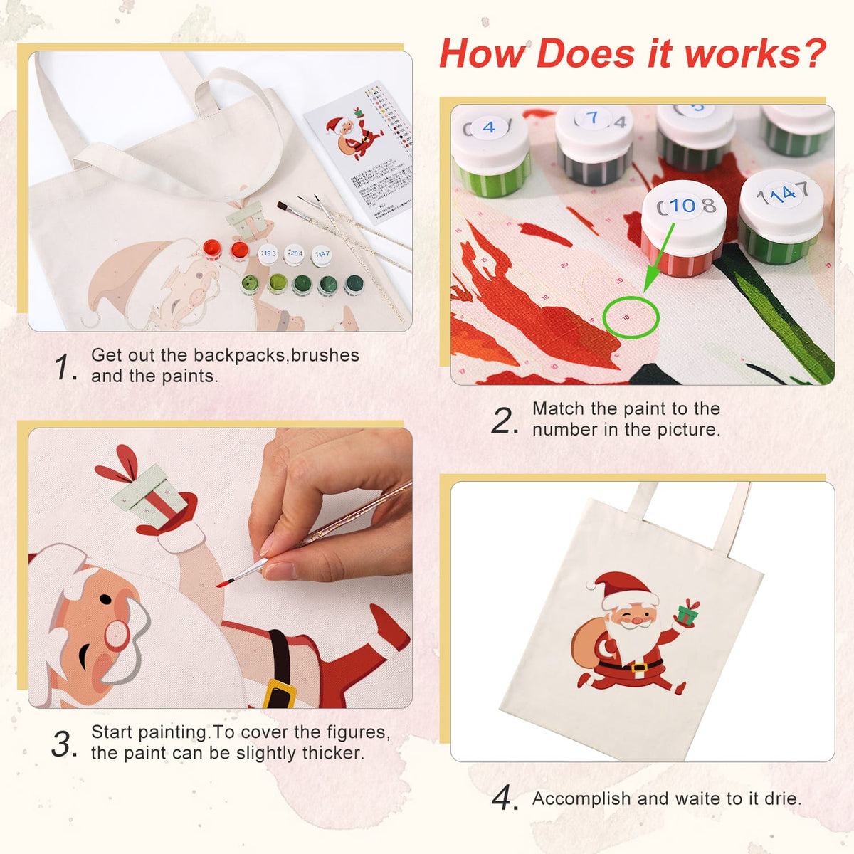 
Paint by Numbers – DIY Totebag | Jolly Santa Claus