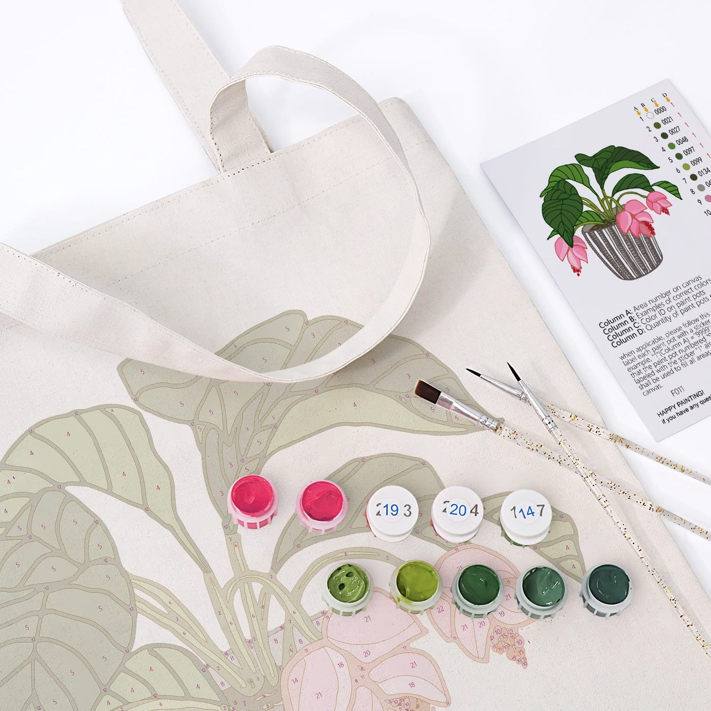 Paint by Numbers – DIY Totebag | Pink Bellflower