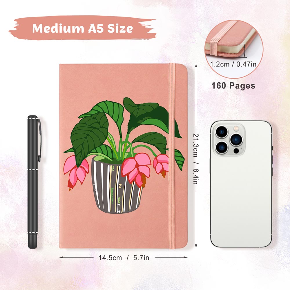 Paint by Numbers Hardcover Journal Notebook - Flowering Potted Plant
