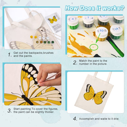 Paint by Numbers – DIY Totebag | Golden Butterfly