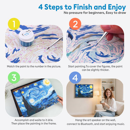 Paint by Numbers with Bluetooth Speaker – Create Art That Looks & Sounds Incredible