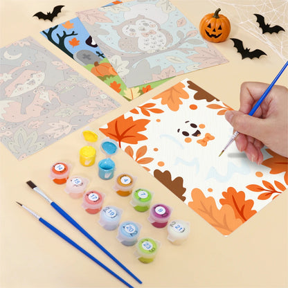 Paint by Numbers – 6 Mini Paintings | Autumn Leaves Halloween Pets Set