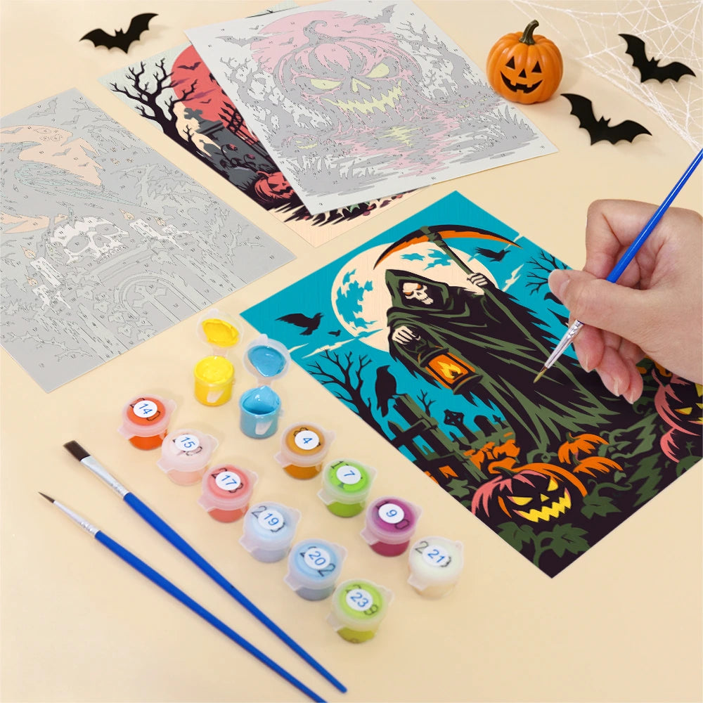 Paint by Numbers – 6 Mini Paintings | Dark Gothic Horror Set