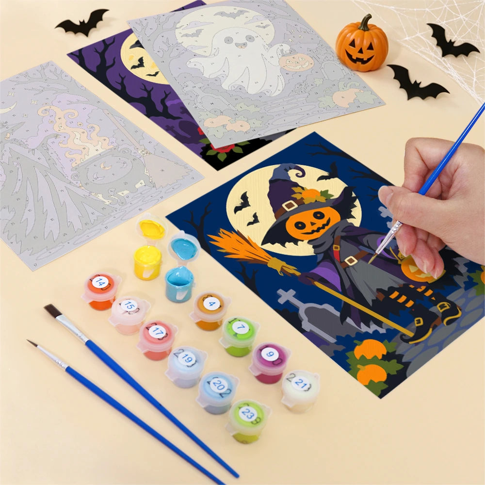 Paint by Numbers – 6 Mini Paintings | Gothic Graveyard Night Set