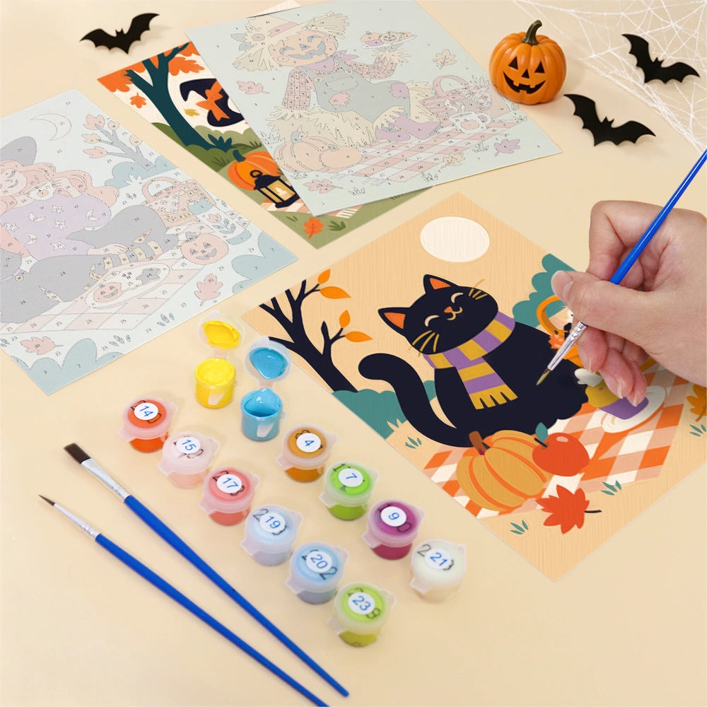 
Paint by Numbers – 6 Mini Paintings | Halloween Picnic in the Park Set