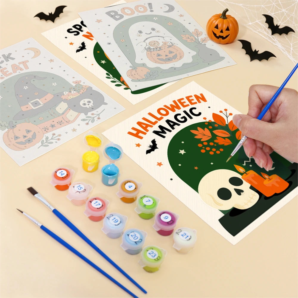 Paint by Numbers – 6 Mini Paintings | Happy Haunting Lettering Set