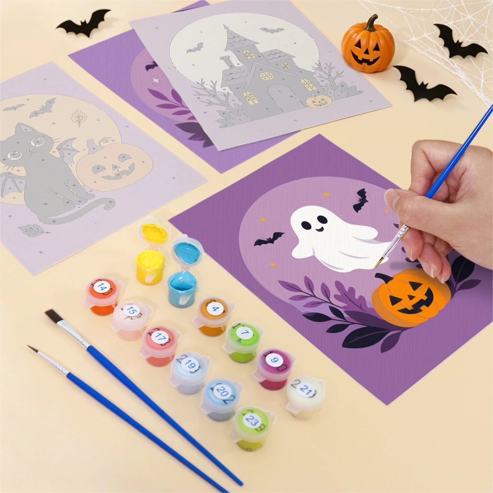 
Paint by Numbers – 6 Mini Paintings | Lavender Moon Halloween Set