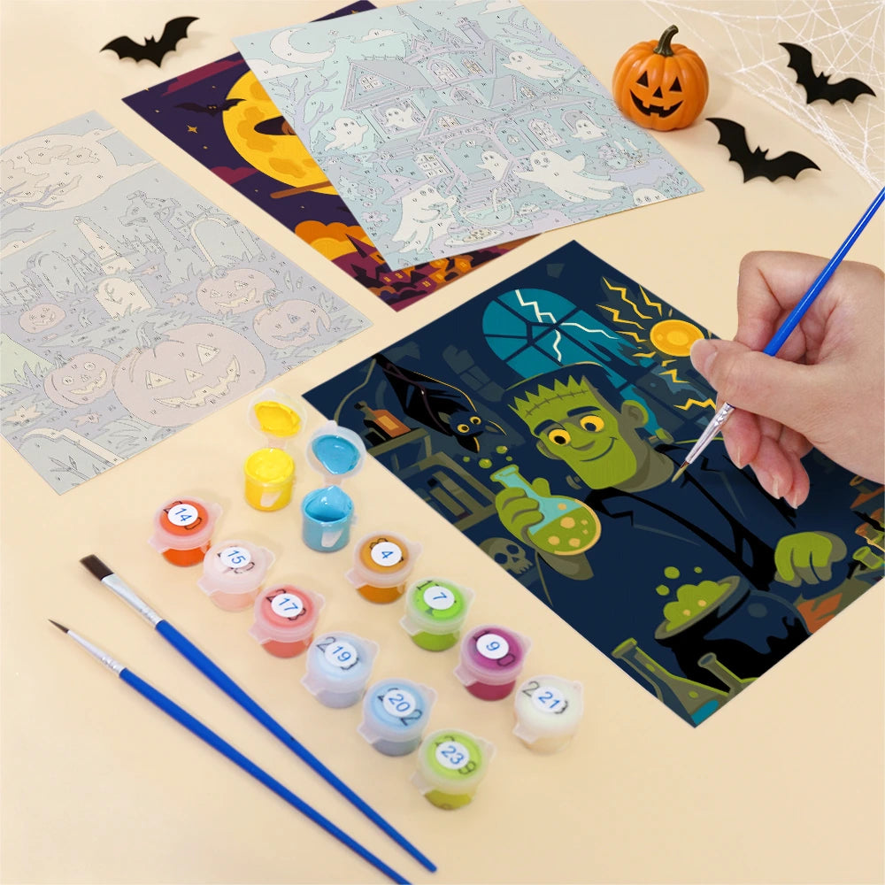 Paint by Numbers – 6 Mini Paintings | Monster Mansion Night Set