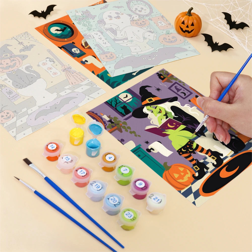 Paint by Numbers – 6 Mini Paintings | Monsters in the Bathroom Set