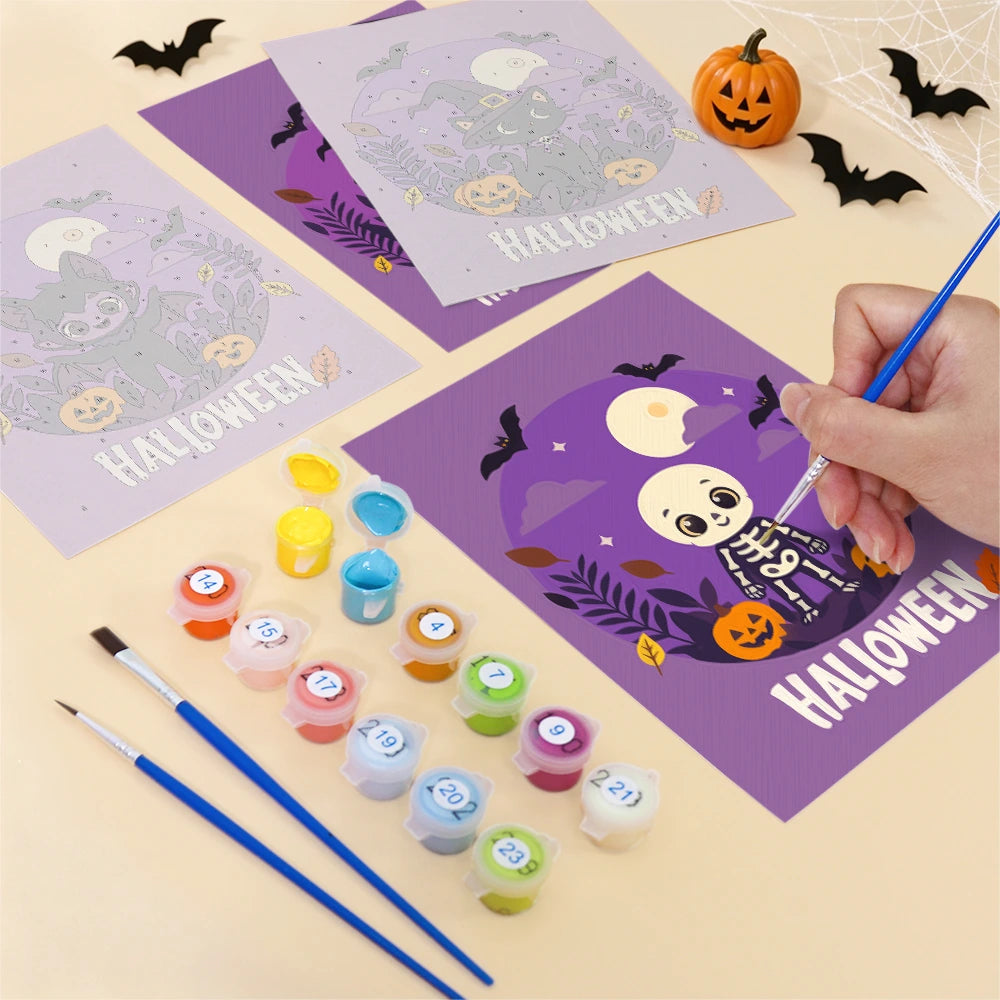 Paint by Numbers – 6 Mini Paintings | Purple Halloween Lettering Set