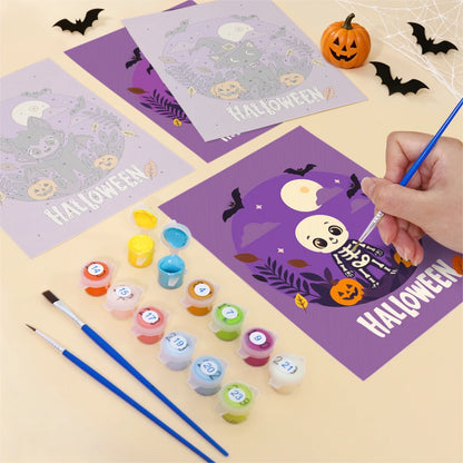 Paint by Numbers – 6 Mini Paintings | Purple Halloween Lettering Set