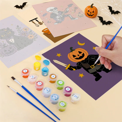 Paint by Numbers – 6 Mini Paintings | Retro Halloween Characters Set