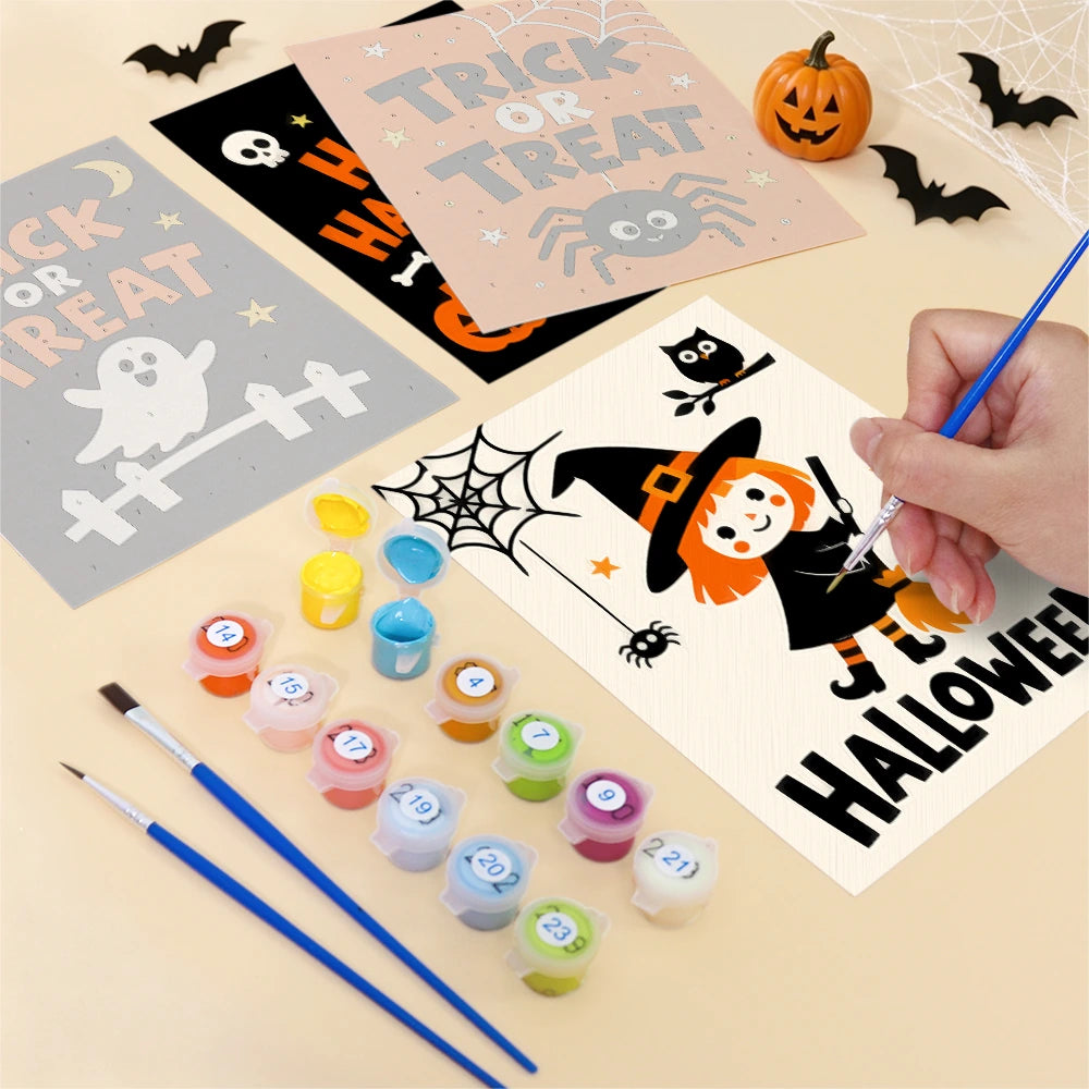 Paint by Numbers – 6 Mini Paintings | Trick or Treat Party Posters Set