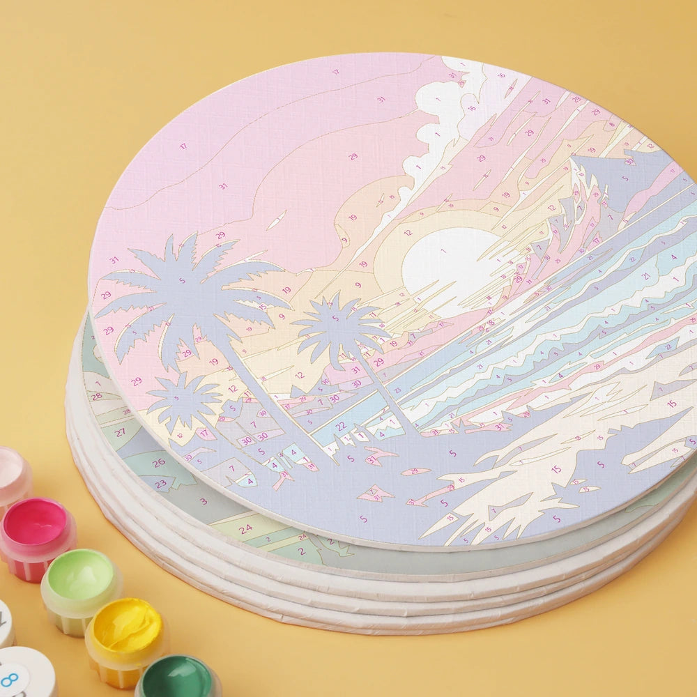 Paint by Numbers – 6 Mini Paintings | Vivid Nature Rounds (Round)