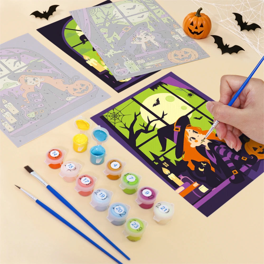 Paint by Numbers – 6 Mini Paintings | Witches at the Window Set
