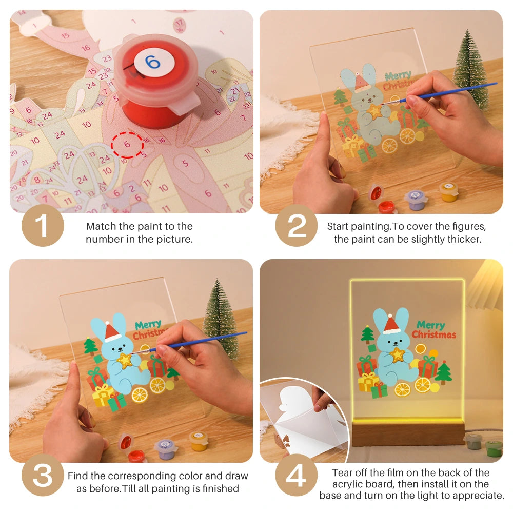 Paint by Numbers - Christmas Light | Blue Bunny with a Golden Star