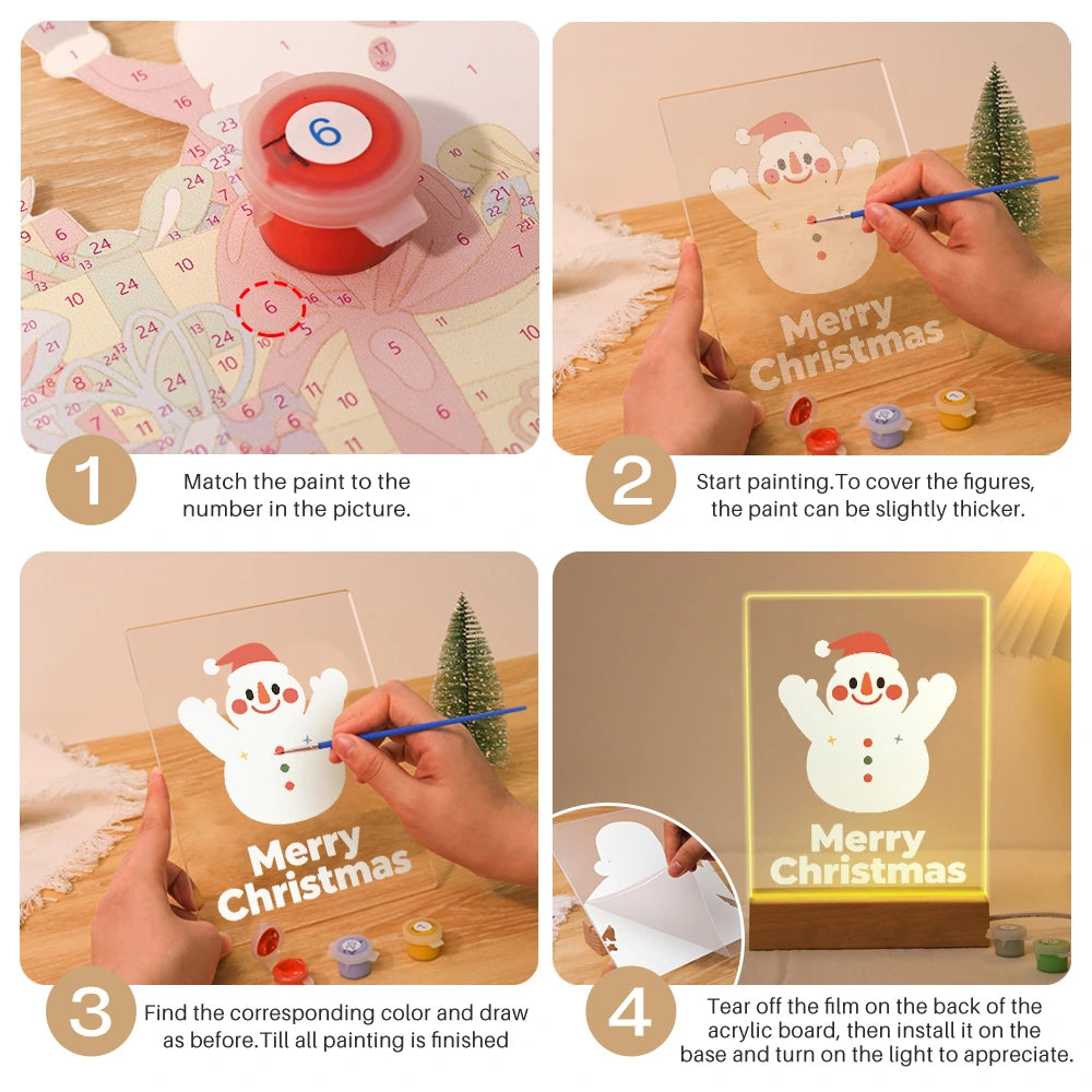 Paint by Numbers - Christmas Light | Cheering Little Snowman
