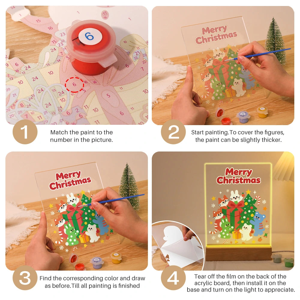 
Paint by Numbers - Christmas Light | Christmas Animals with Presents