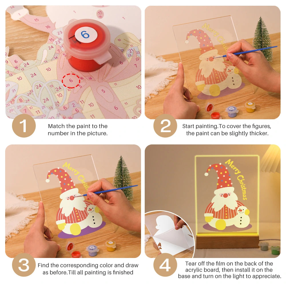 
Paint by Numbers - Christmas Light | Cozy Gnome with Tiny Snowman