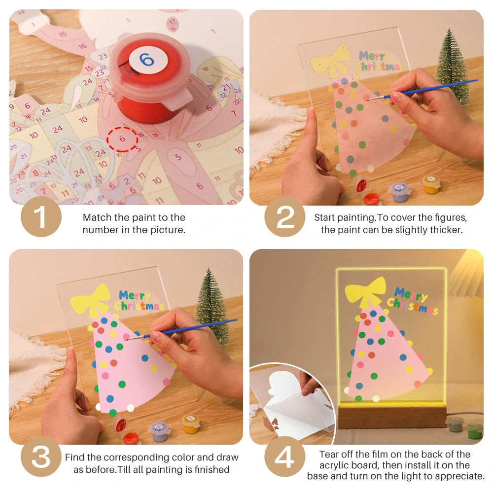 Paint by Numbers - Christmas Light | Pink Party Hat Tree
