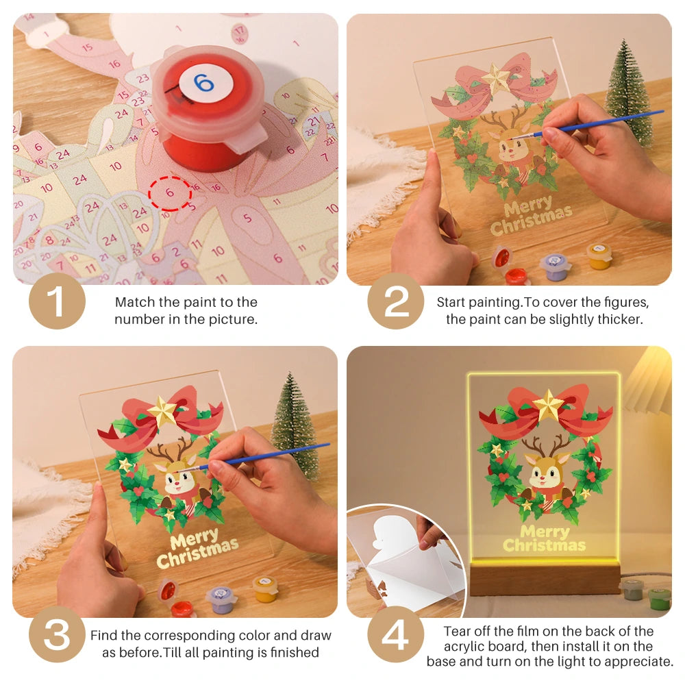
Paint by Numbers - Christmas Light | Reindeer Christmas Wreath