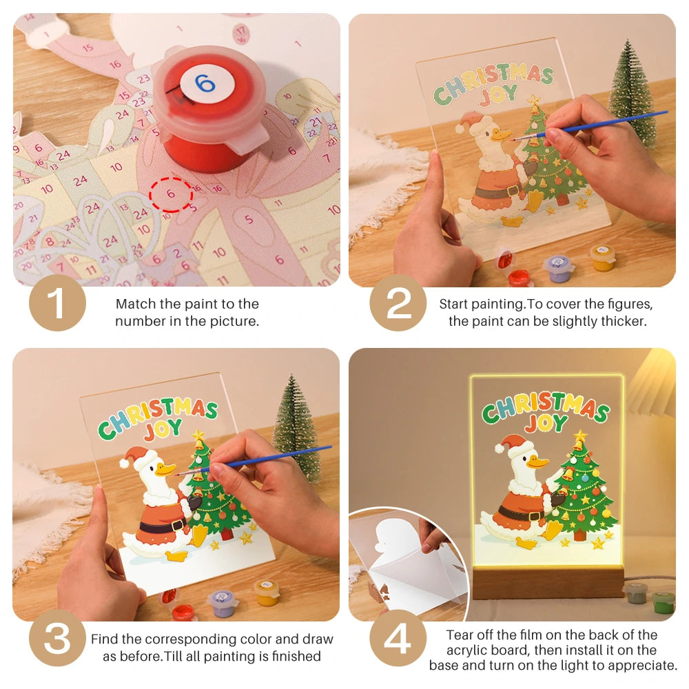 
Paint by Numbers - Christmas Light | Santa Duck Decorating the Tree