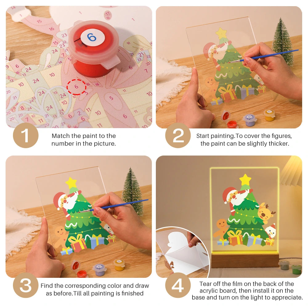 Paint by Numbers - Christmas Light | Santa Duck Trimming the Tree