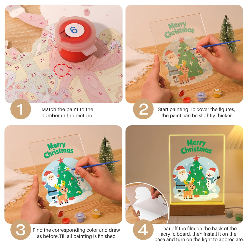 
Paint by Numbers - Christmas Light | Santa and Friends at the Tree