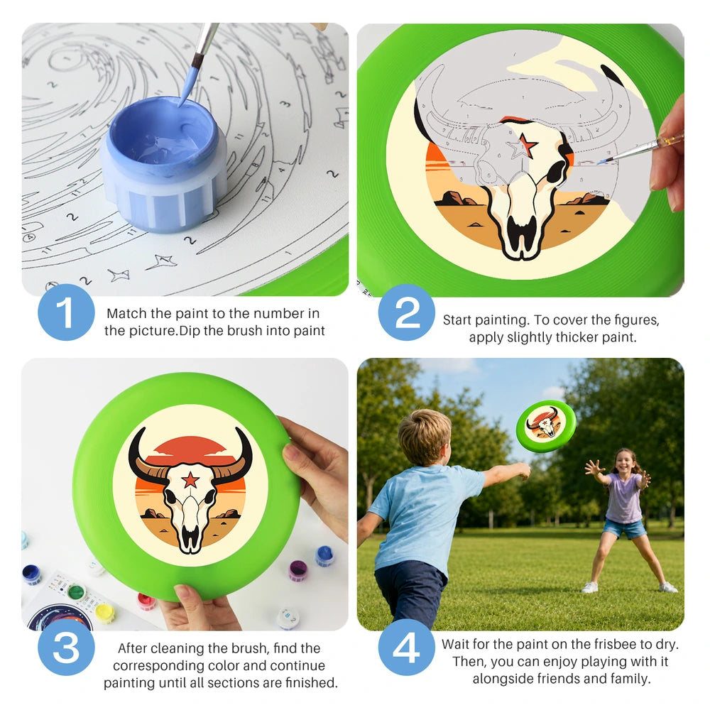Paint by Numbers - Frisbee | Bull Skull with a Star