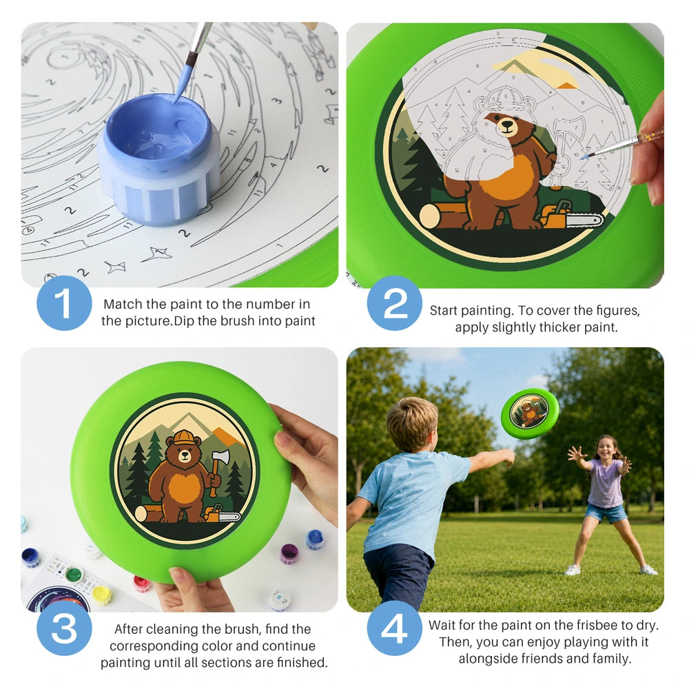 Paint by Numbers - Frisbee | Camping Bear with an Axe