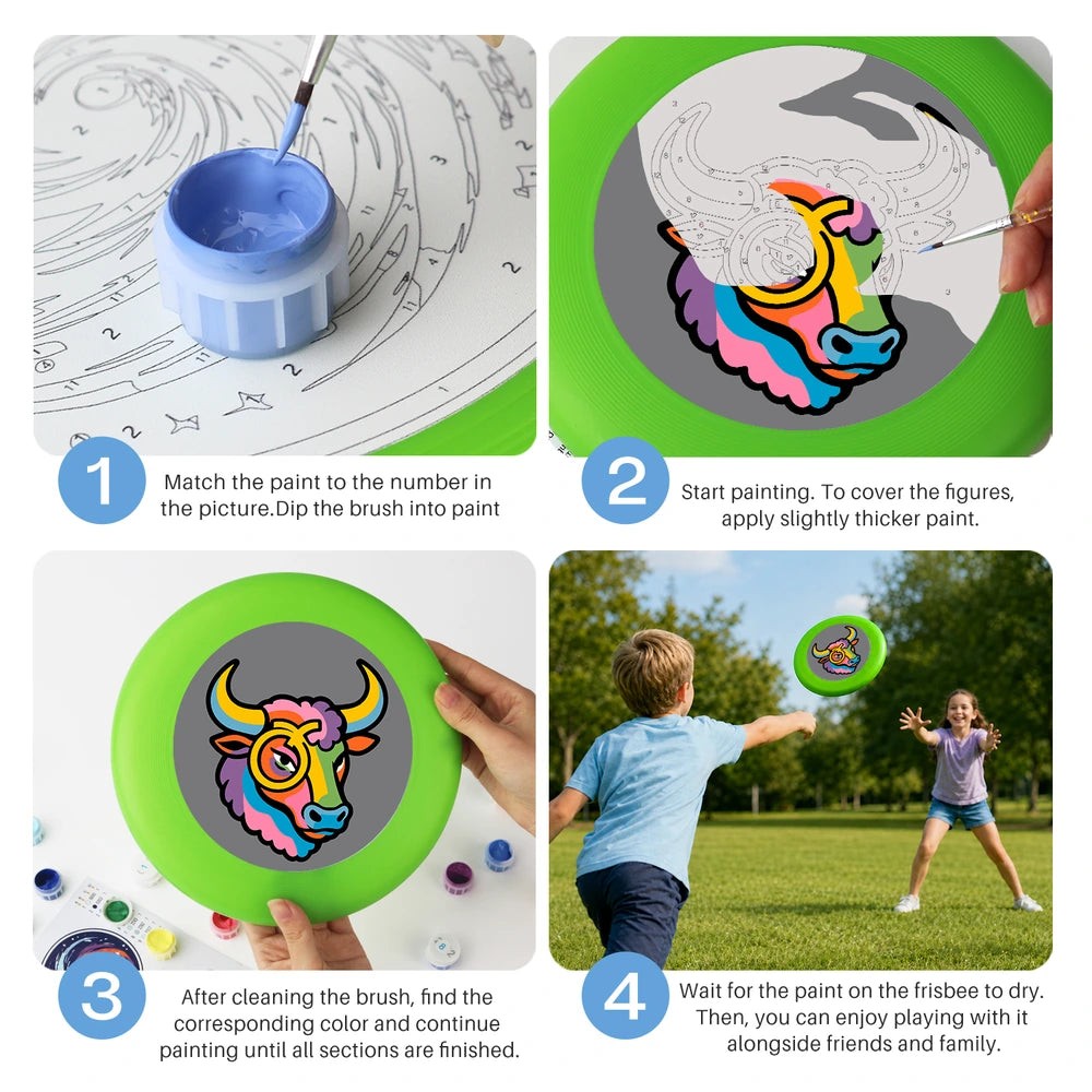 Paint by Numbers - Frisbee | Colorful Bull Head