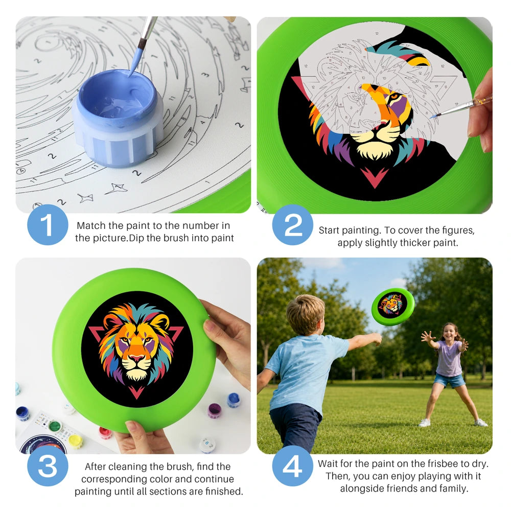 
Paint by Numbers - Frisbee | Colorful Lion Emblem