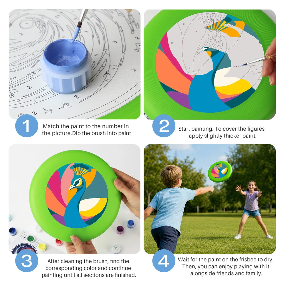 
Paint by Numbers - Frisbee | Colorful Peacock