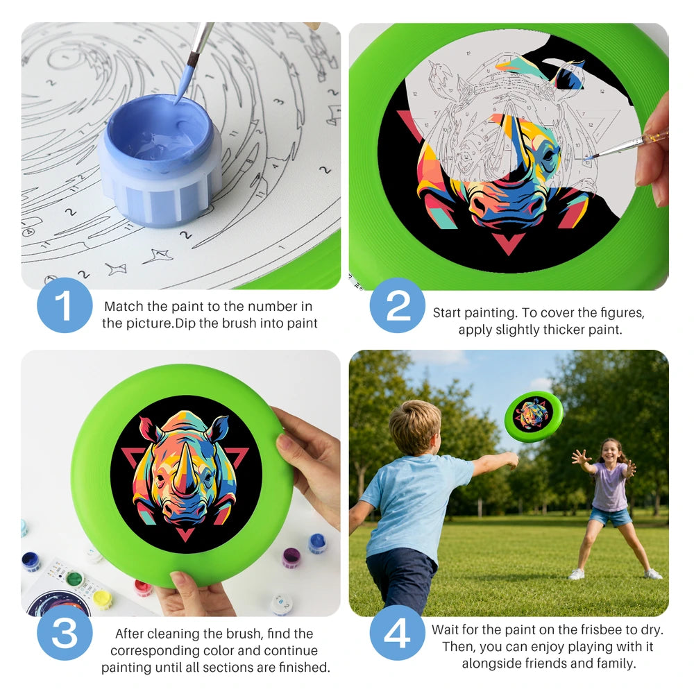 Paint by Numbers - Frisbee | Colorful Rhino Emblem