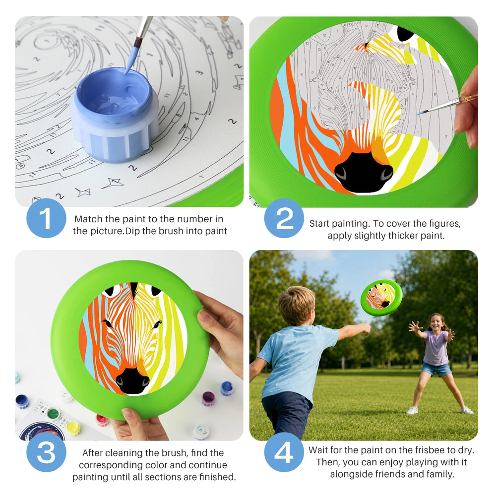 Paint by Numbers - Frisbee | Colorful Zebra Face