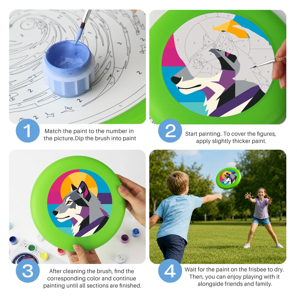 Paint by Numbers - Frisbee | Geometric Wolf Head
