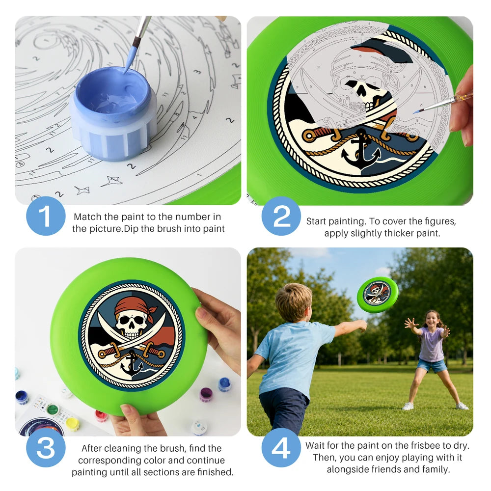 Paint by Numbers - Frisbee | Pirate Skull and Swords